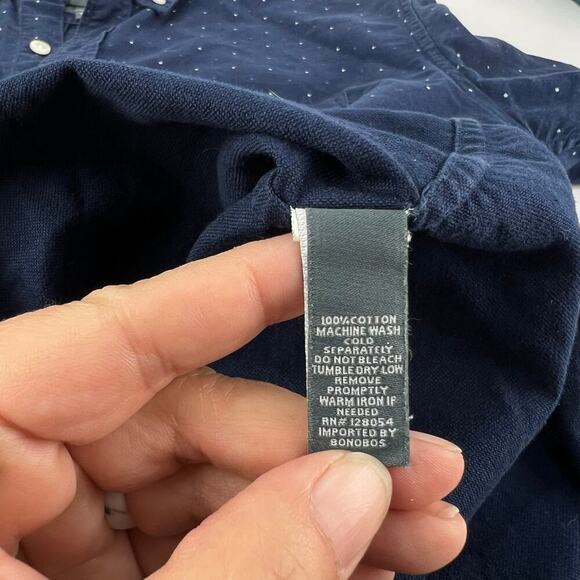 Bonobos Large Button Up Blue/White Dots Slim Fit Smart Cotton Men's Shirt - Picture 6 of 8